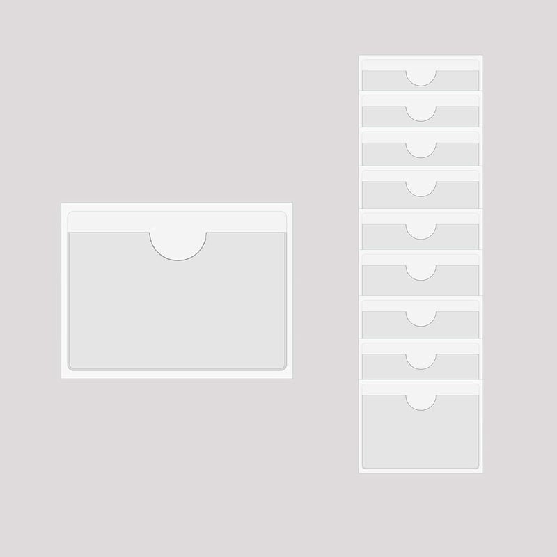 Baitoo Adhesive Clear Pockets,Self Adhesive Clear Label Pockets Adhesive Card Folder Plastic Pockets Holders Sleeves for Index Cards Planners Cabinet Shelves Photo Cd,10Pieces(160x110mm) - Image 1